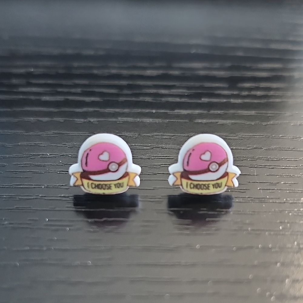 Pokemon Pokeball "I Choose You" Stud Earrings